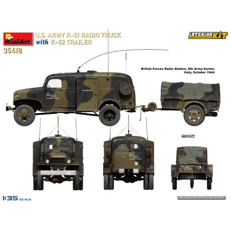 Camion militaire Transmission US ARMY K-51 avec remorque K-52 Interior Kit 1/35 MiniArt 35418