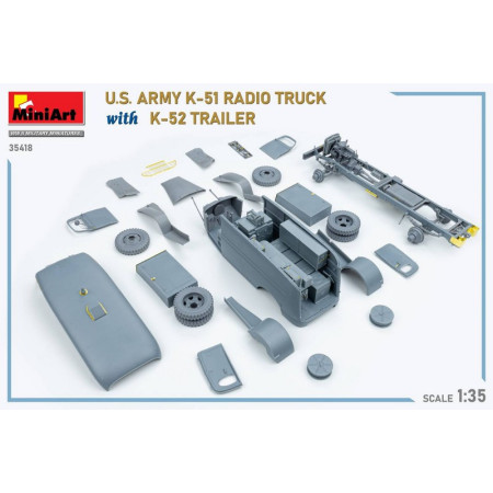 Camion militaire Transmission US ARMY K-51 avec remorque K-52 Interior Kit 1/35 MiniArt 35418 - Maketis