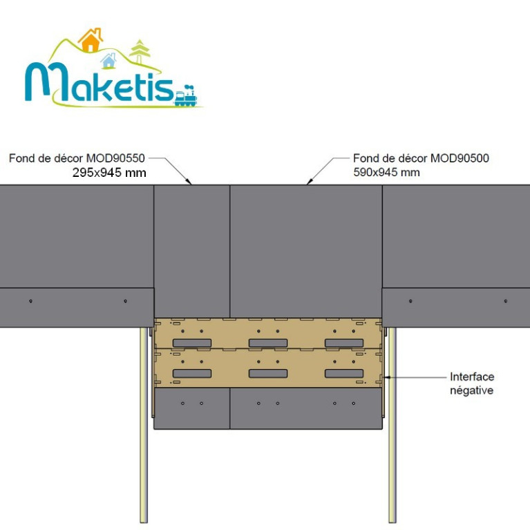 Fond de décor seul 295x945 mm MDF 3mm blanc Interface négative MOD90550 - Maketis Fond de décor seul 295x945 mm MDF 3mm blanc Interface négative MOD90550 - Maketis