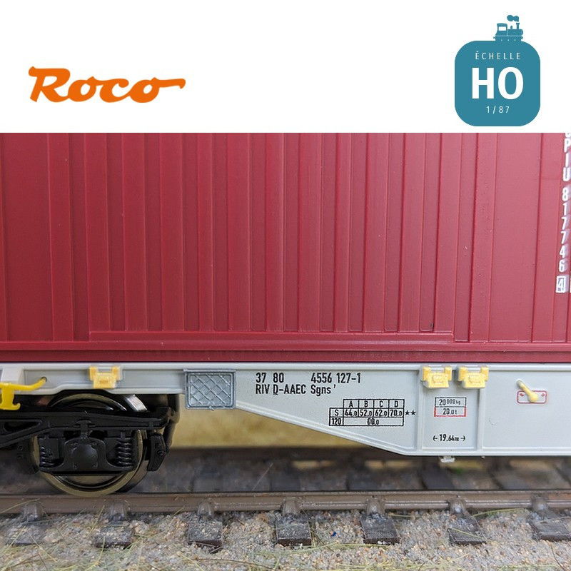 Container wagon type Sgns 2x20' AAE Ep VI HO Roco 77345 - Maketis