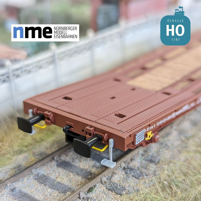 Coupled flat wagon Laadks TWA 800A brown EP IV HO NME 531402 - Maketis