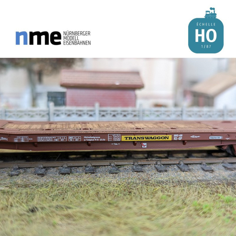 Coupled flat wagon Laadks TWA 800A brown EP IV HO NME 531402 - Maketis