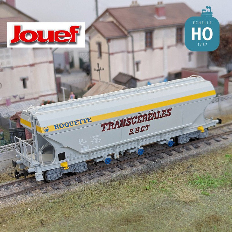 Coffret 2 wagons trémies grise/jaune "Transcéréales S.H.G.T. Roquette" SNCF Ep IV HO Jouef HJ6269 - Maketis