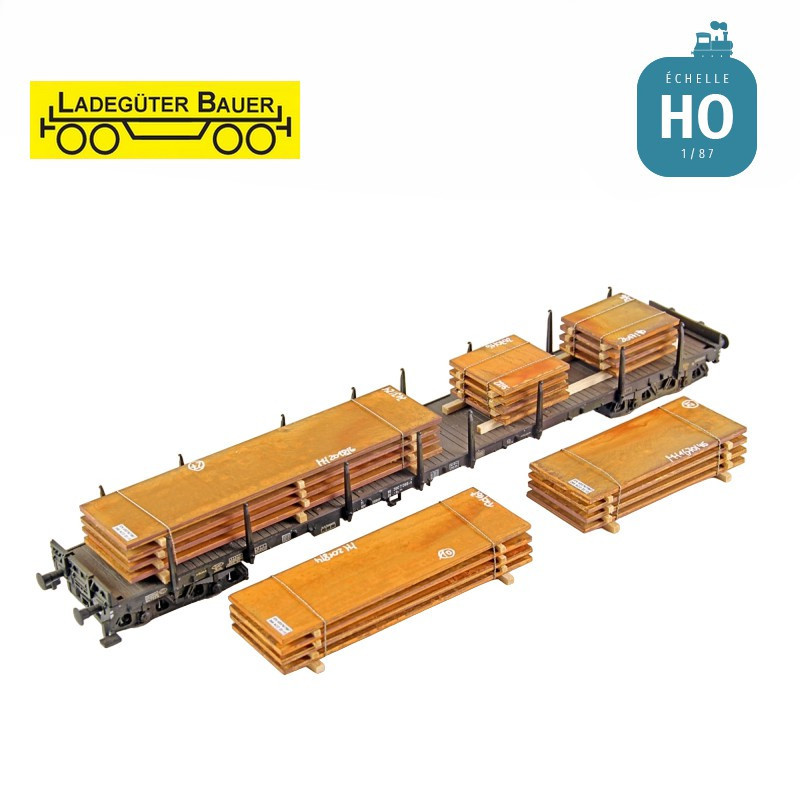 Assortiment de plaques d'acier rouillées 4 pcs HO Ladegüter Bauer H01302 - Maketis