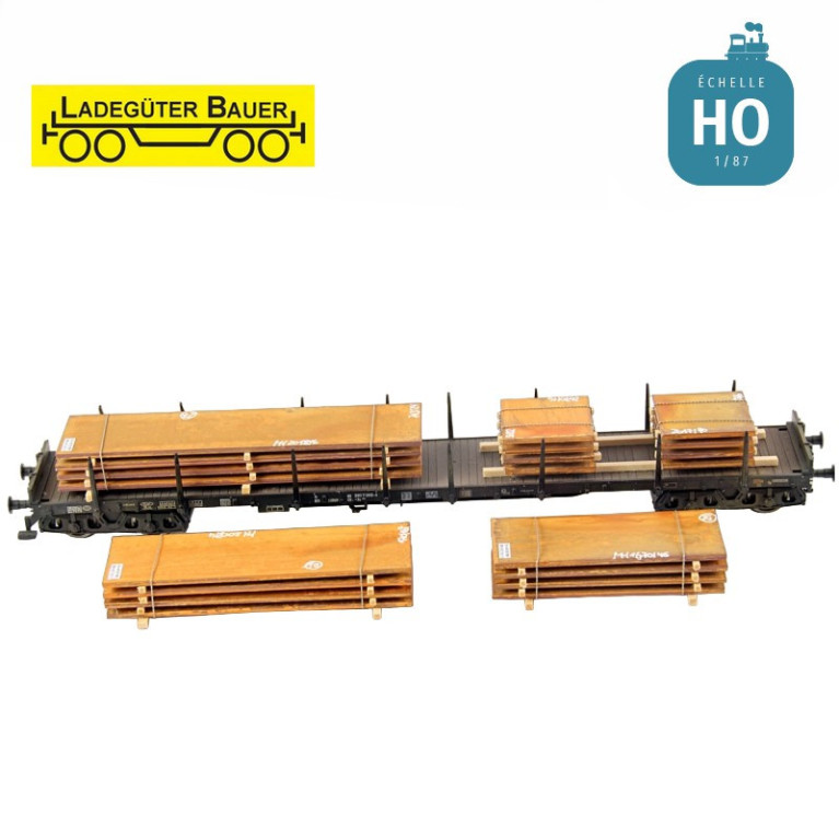 Assortiment de plaques d'acier rouillées 4 pcs HO Ladegüter Bauer H01302 - Maketis