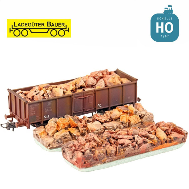 Blocs de roche pour wagon électrique 3 pcs HO Ladegüter Bauer H01347