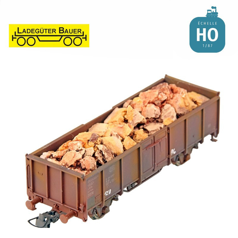 Blocs de roche pour wagon électrique 3 pcs HO Ladegüter Bauer H01347