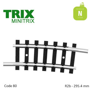 Rail courbe R2b 295.4mm code 80 N Minitrix 14929 - Maketis