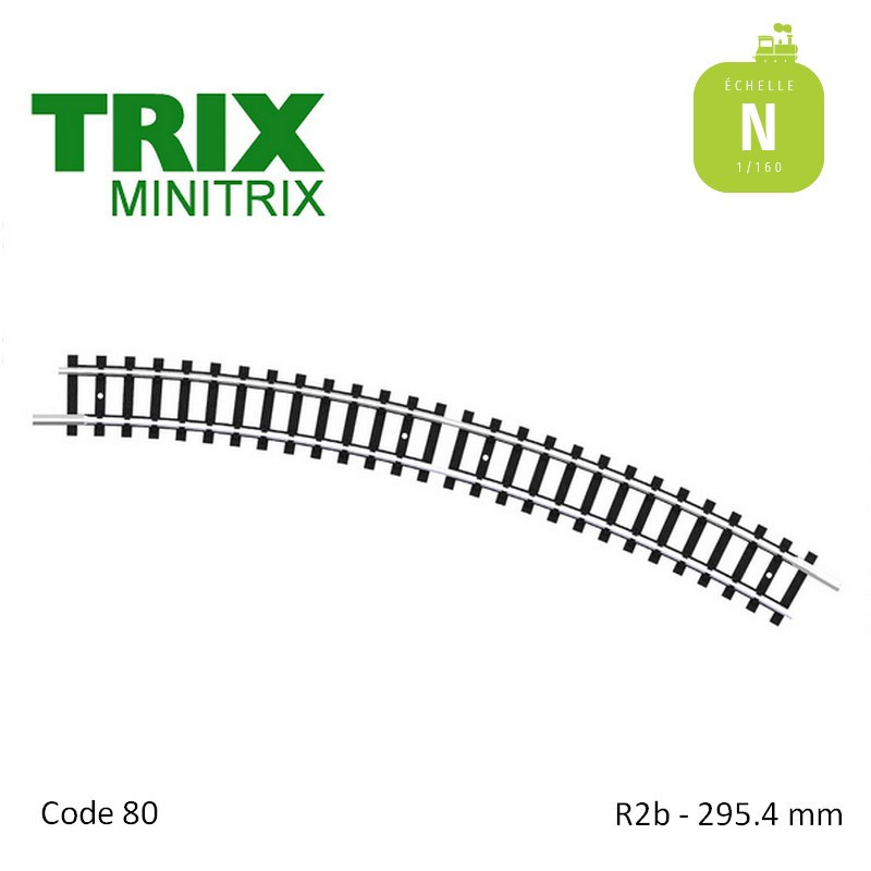 Rail courbe R2b 295,4mm code 80 N Minitrix 14920 - Maketis