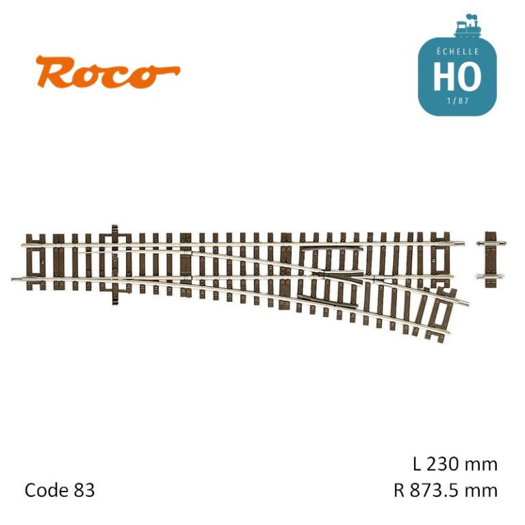 Aiguillage à droite Roco-Line R873,5mm 15° Code 83 HO Roco 42443 - Maketis Aiguillage à droite Roco-Line R873,5mm 15° Code 83 HO Roco 42443 - Maketis