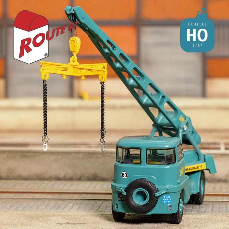 Grue Griffet M2 déco SNCF logo encadré bandes jaune HO Route 87 Haxo Modèle RO1034 - Maketis Grue Griffet M2 déco SNCF logo encadré bandes jaune HO Route 87 Haxo Modèle RO1034 - Maketis