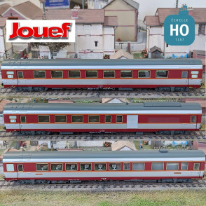 Set 3 Wagen "Tee Le Capitole" 1x A8u 1x Vru 1x A4Dtux SNCF Ep IV HO Jouef HJ4169 - Maketis