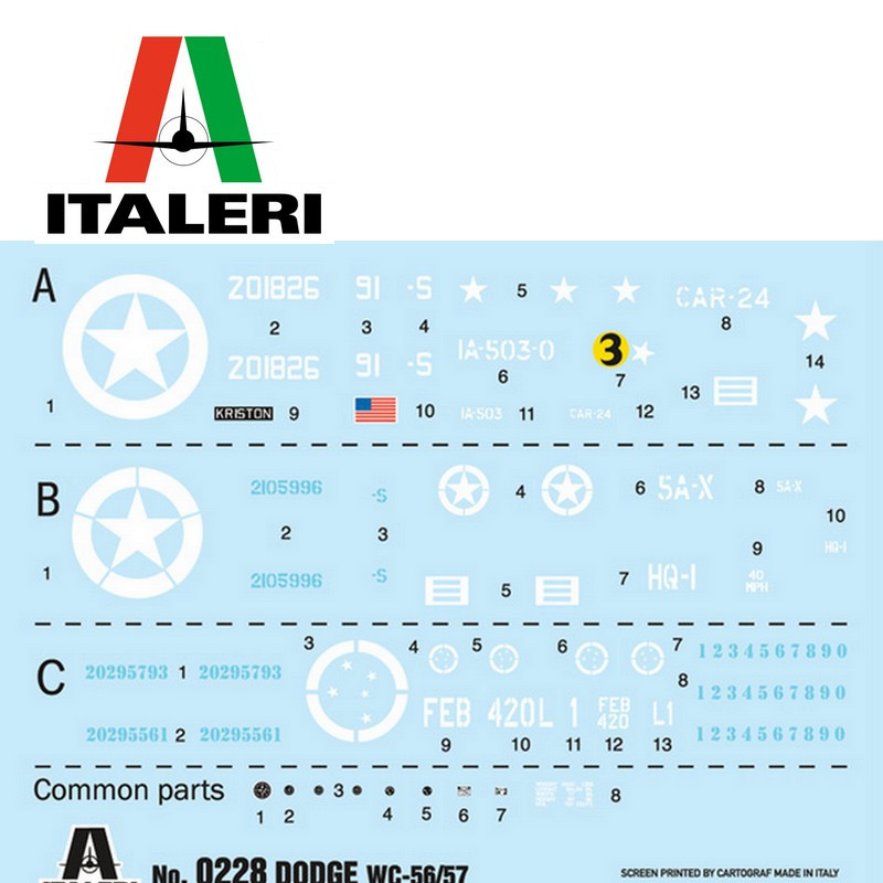 Military vehicle Dodge WC-56/57 Command Car WWII 1/35 Italeri 228 - Maketis