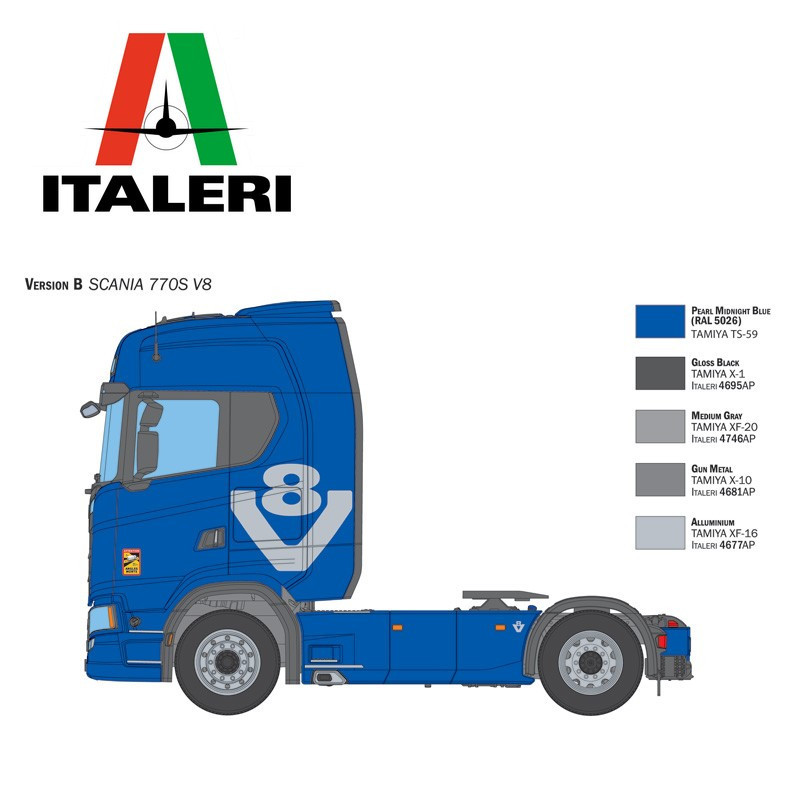 Lkw Scania 770 S V8 "White Cab" 1/24 Italeri 3965 - Maketis