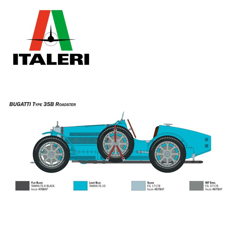 Voiture de course Bugatti Type 35B Roadster 1/12 Italeri 4713 - Maketis