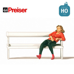 Femme sur banc de parc HO Preiser 28226 - Maketis