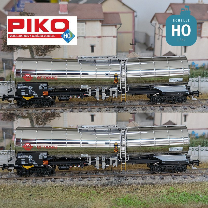 Set of 2 Zacns chemical tank wagons Ermewa Ep VI HO Piko 58253 - Maketis