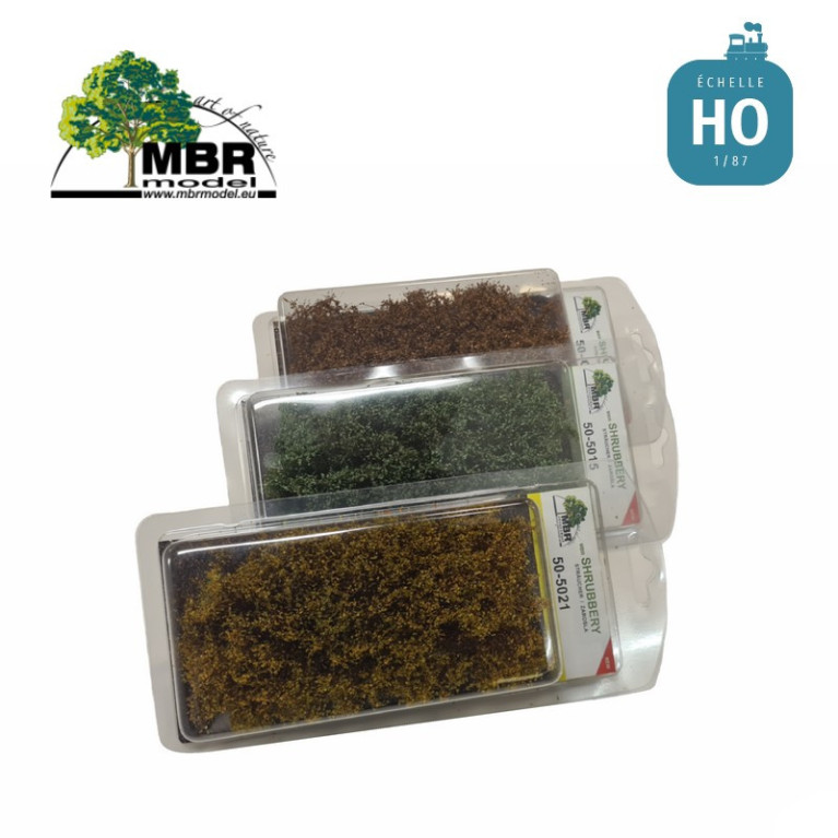 Petits buissons fins hauteur 3-4cm vert moyen 7x14cm MBR 50-5014 - Maketis