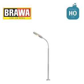 Lampadaire à tête rectangulaire simple H 105 mm LED HO Brawa 84012 - Maketis