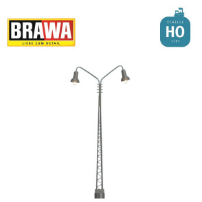 Lampadaire à mât treillis double H 120 mm LED HO Brawa 84019 - Maketis