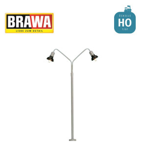 Lampadaire à bras courbé double H 105 mm LED HO Brawa 84055