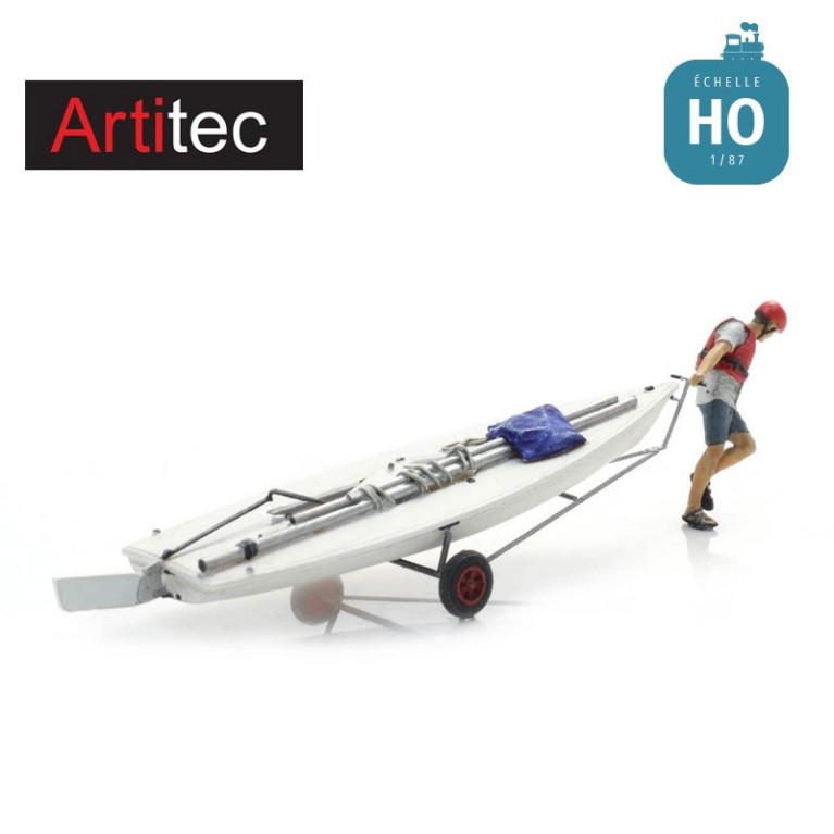 Voilier Laser sur remorque et figurine HO Artitec 387.595 - Maketis