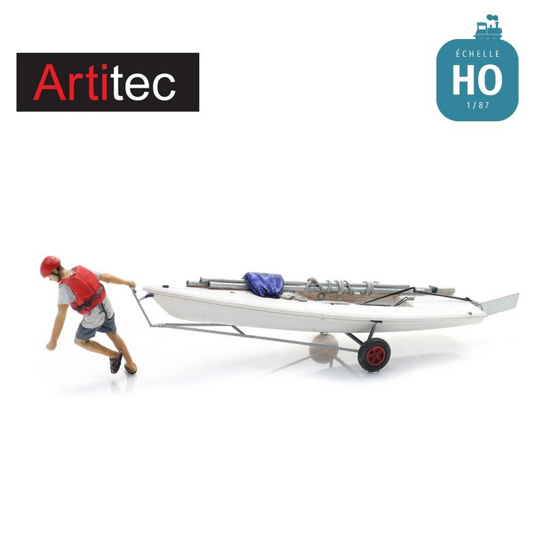 Voilier Laser sur remorque et figurine HO Artitec 387.595 - Maketis