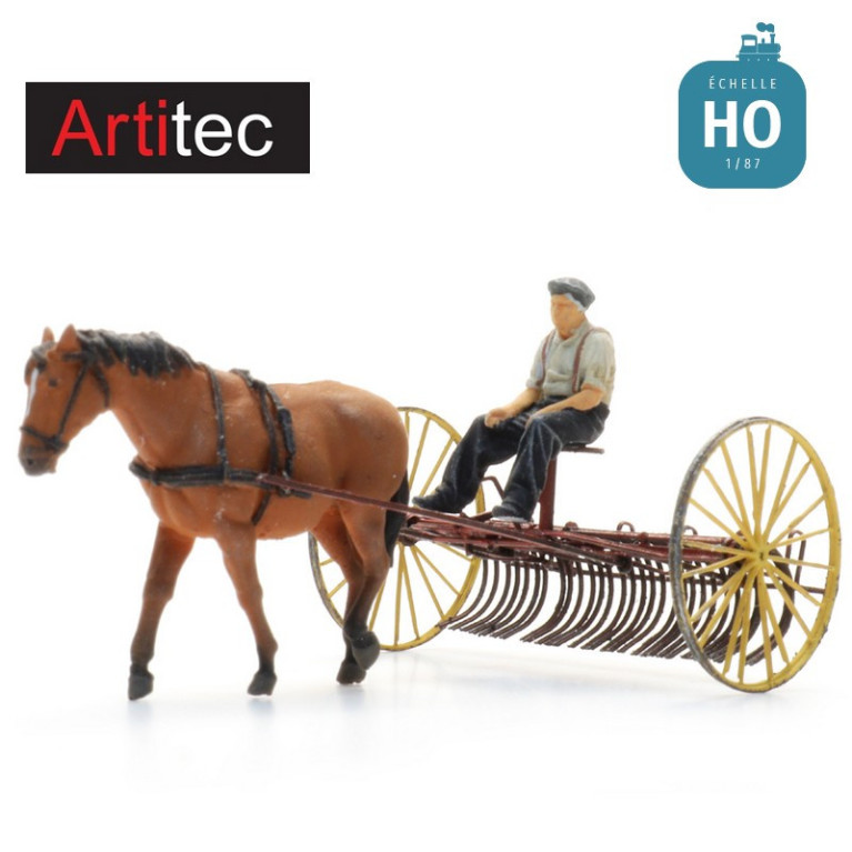 Râteau à foin avec cheval + figurine HO Artitec 387.609