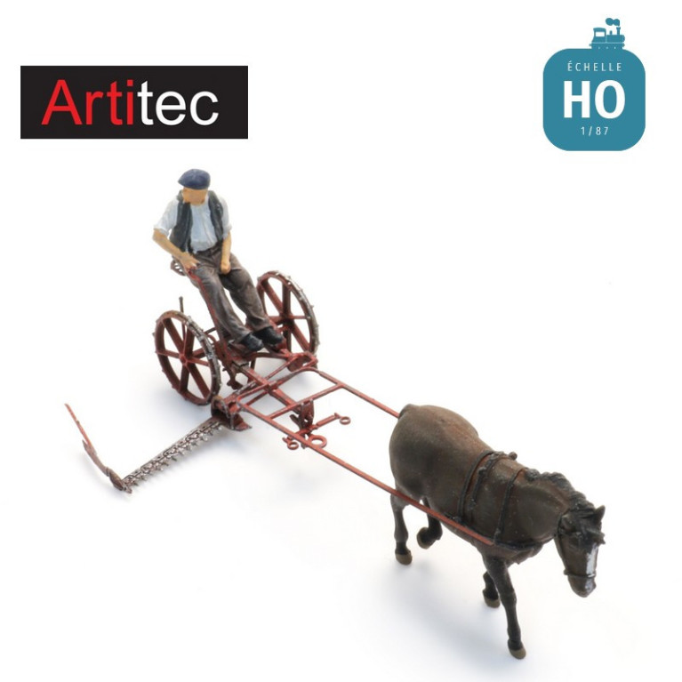 Barre faucheuse tirée par un cheval + figurine HO Artitec 387.610 - Maketis Barre faucheuse tirée par un cheval + figurine HO Artitec 387.610 - Maketis