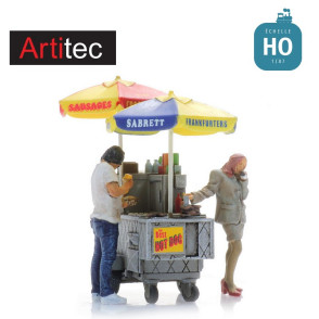 Chariot à hot-dogs et 2 figurines HO Artitec 387.625