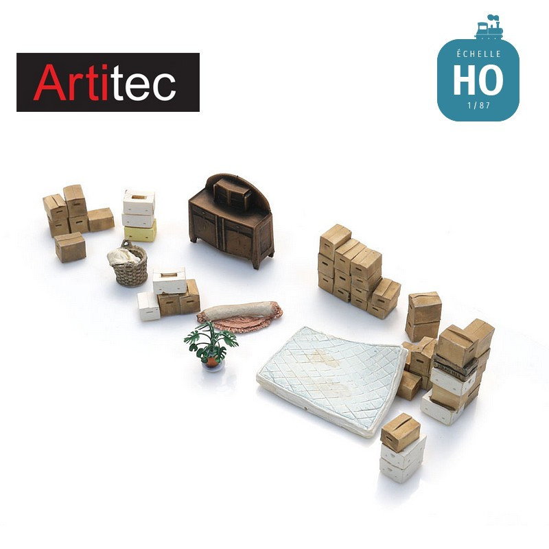 Cartons de déménagement et effets ménagers HO Artitec 387.630 - Maketis