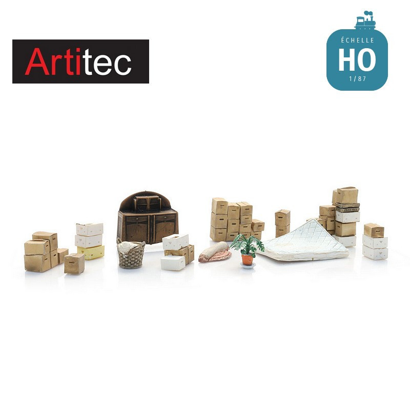 Cartons de déménagement et effets ménagers HO Artitec 387.630 - Maketis