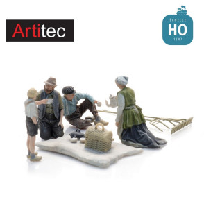 Fermiers en pause déjeuner sur le terrain 4 pcs HO Artitec 5870074