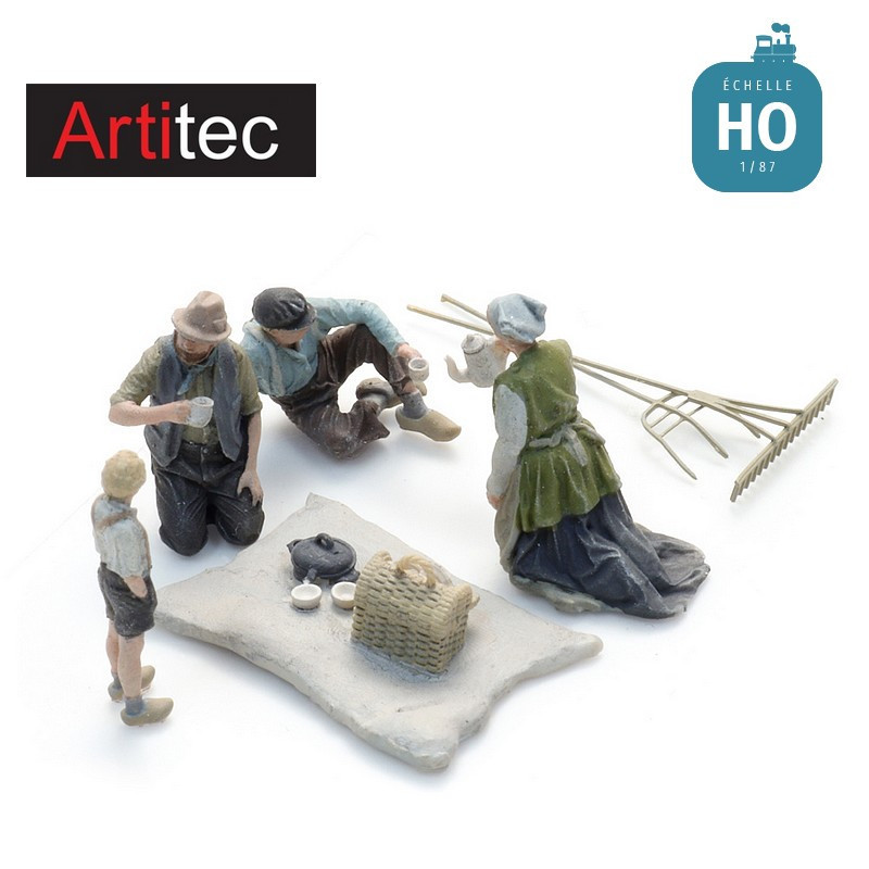Fermiers en pause déjeuner sur le terrain 4 pcs HO Artitec 5870074