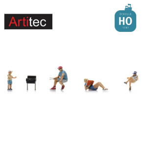 Scène de vie au camping : barbecue 4 pcs HO Artitec 5870093 - Maketis