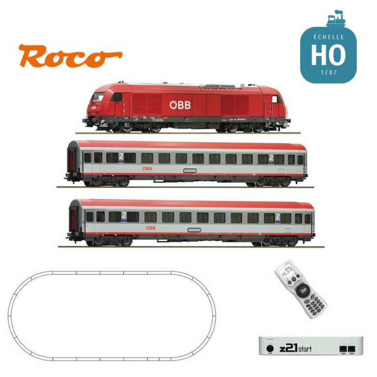Coffret de départ Digital Z21 Locomotive diesel 2016 avec train express OBB Ep VI HO ROCO 5110005 - Maketis