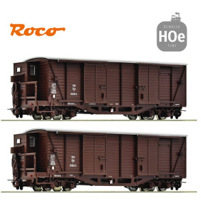 Set de 2 wagons couverts type GGm/s OBB Ep IV HOe Roco 6640001 - Maketis