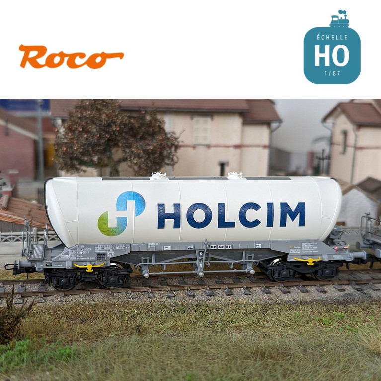 Set de 2 wagons silo type Uacns Holcim Ep VI HO Roco 6600051 - Maketis