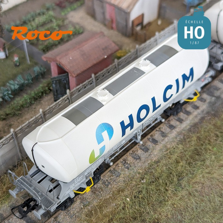 Set de 2 wagons silo type Uacns Holcim Ep VI HO Roco 6600051 - Maketis