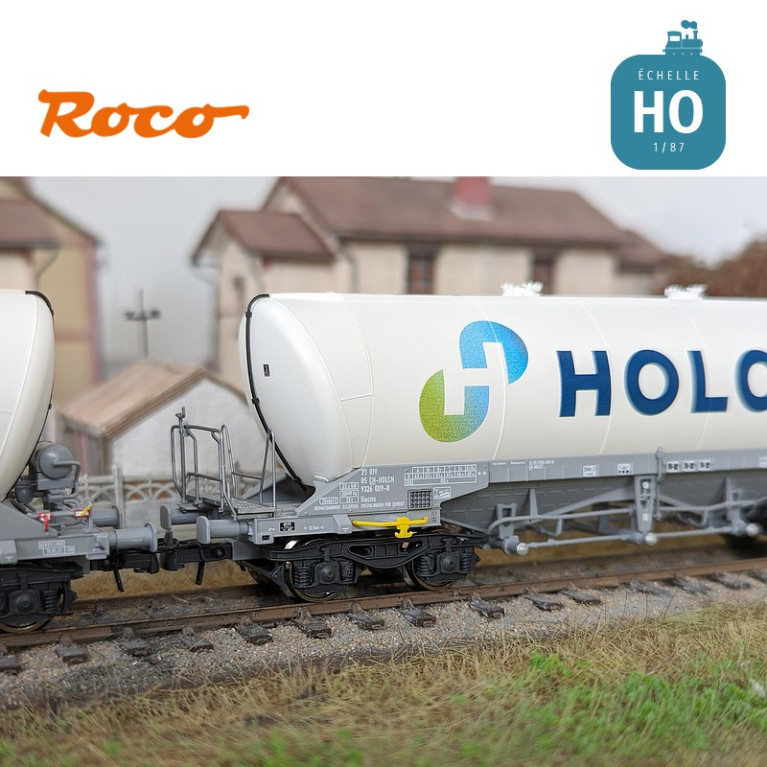 Set of 2 Holcim Ep VI HO Roco Uacns silo wagons 6600051 - Maketis