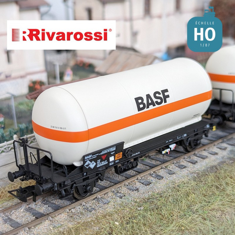 Set 2 Kesselwagen Bauart Zgs mit Gas "BASF" DB Ep IV-V HO Rivarossi HR6618 - Maketis
