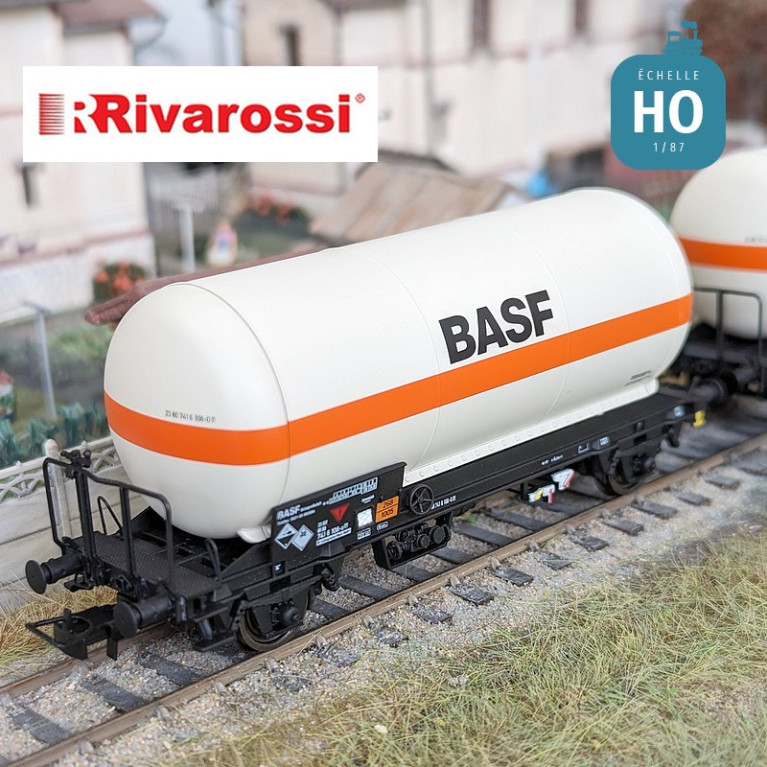 Coffret 2 wagons-citernes type Zgs à gaz "BASF" DB Ep IV-V HO Rivarossi HR6618 - Maketis