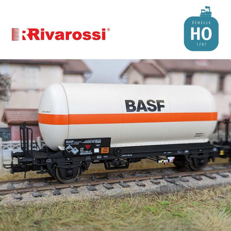 Set 2 Kesselwagen Bauart Zgs mit Gas "BASF" DB Ep IV-V HO Rivarossi HR6618 - Maketis