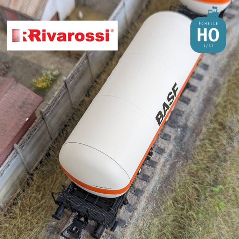 Set of 2 tank wagons type Zgs with gas "BASF" DB Ep IV-V HO Rivarossi HR6618 - Maketis