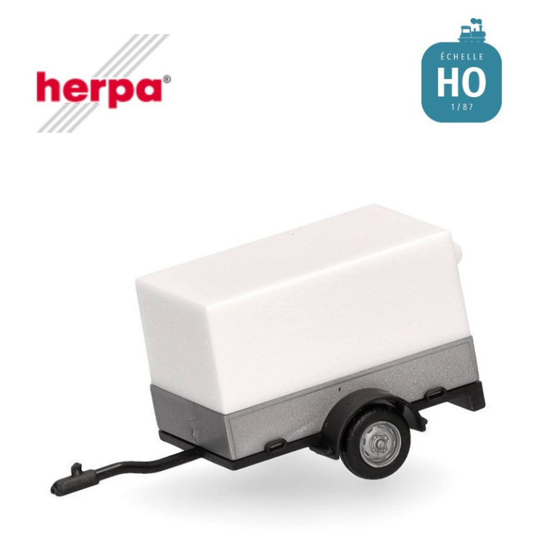 Remorque bâchée 1 essieu pour voiture, blanche HO Herpa 051576-005 - Maketis