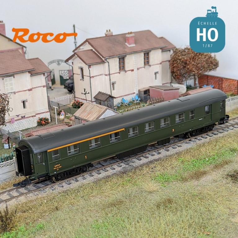 Voiture express 1ère/2ème classe avec compartiment à bagages type A3B4D SNCF Ep III HO Roco 6200008 - Maketis Voiture express 1ère/2ème classe avec compartiment à bagages type A3B4D SNCF Ep III HO Roco 6200008 - Maketis