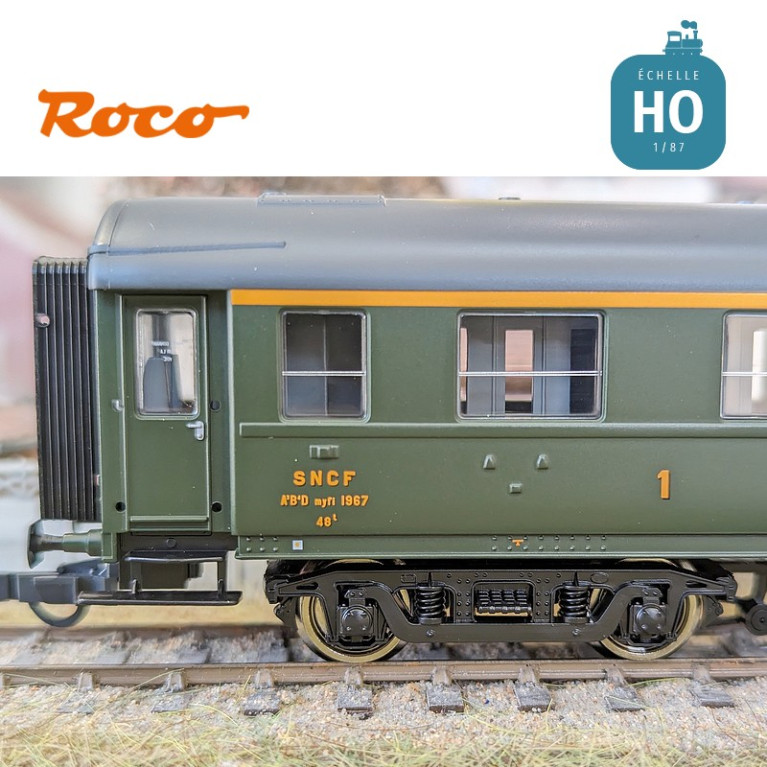 Voiture express 1ère/2ème classe avec compartiment à bagages type A3B4D SNCF Ep III HO Roco 6200008 - Maketis Voiture express 1ère/2ème classe avec compartiment à bagages type A3B4D SNCF Ep III HO Roco 6200008 - Maketis