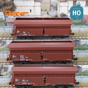 Set of 3 Holcim Ep V-VI HO Roco self-unloading wagons 77033 - Maketis