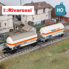 Coffret 2 wagons-citernes 2 essieux à gaz "Wascosa" SBB Ep V HO Rivarossi HR6622 - Maketis
