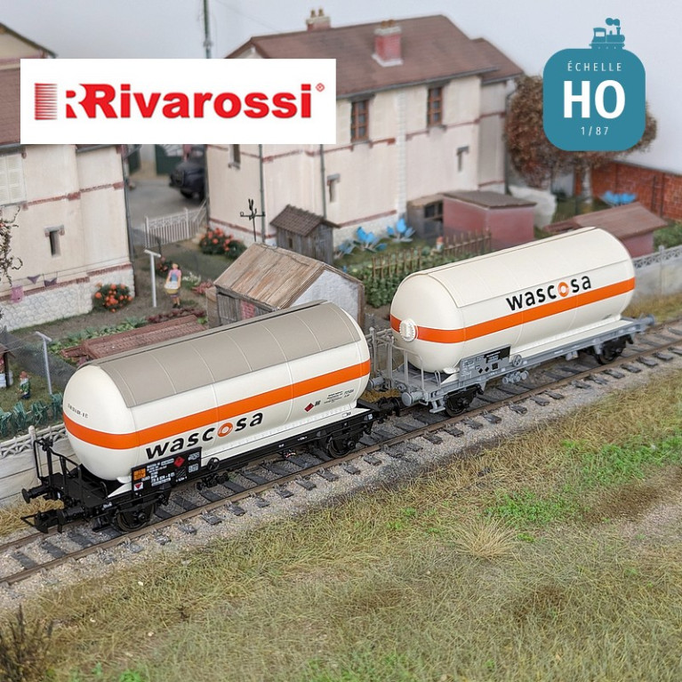 Set 2 zweiachsige Gas-Kesselwagen „Wascosa“ SBB Ep V HO Rivarossi HR6622 - Maketis